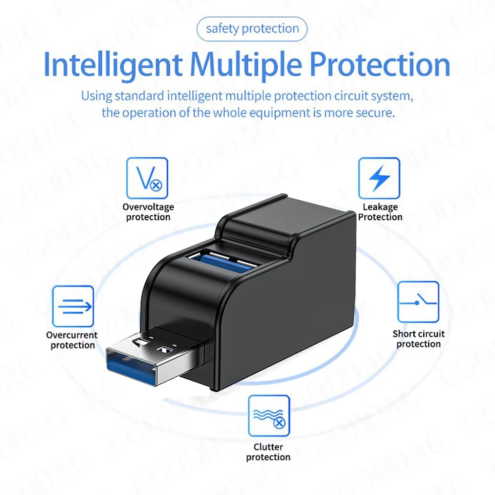Getatek USB 3,0 HUB adaptador extensor Mini caja divisora 1 a 3 puertos USB 2,0 de alta velocidad para PC portátil U lector de tarjetas de disco
