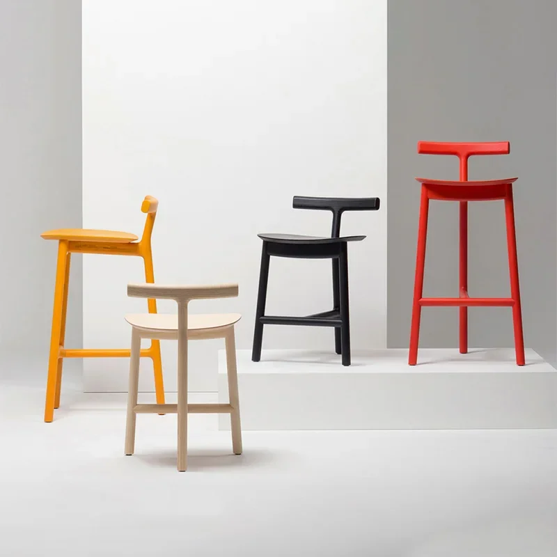 ไม้เก้าอี้บาร์สูงแฟชั่น Island Designer เก้าอี้บาร์ Creative Leisure Modern ในครัวเรือนพนักพิง Chaise Bancos Para