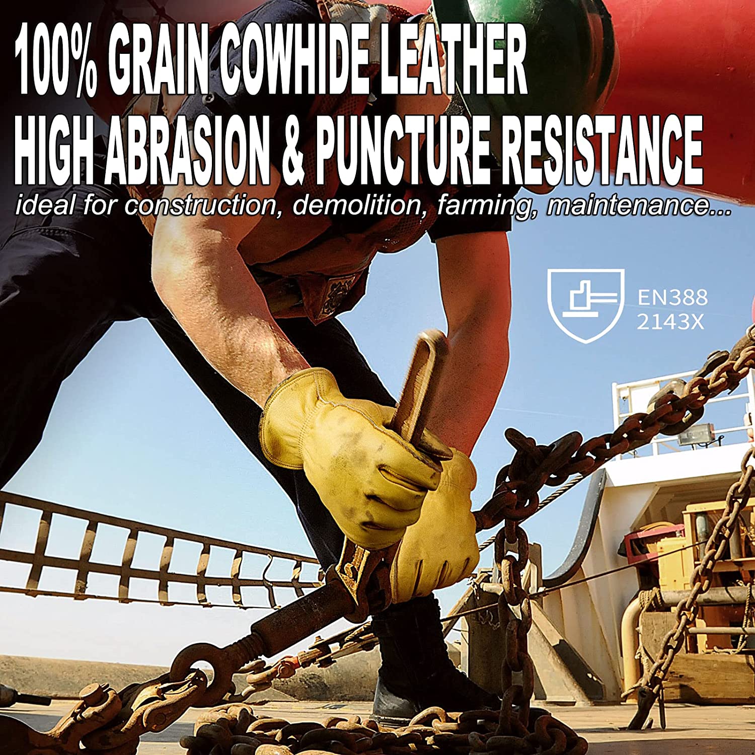 1 par luvas de jardinagem, luvas de trabalho, espinha de poda de rosa resistente ao corte luvas de proteção diária 100 por cento couro completo