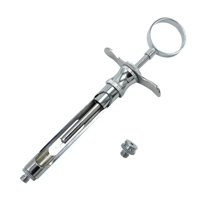 1 conjunto de seringa de injeção de odontologia, cabeça afiada de gancho, aço inoxidável, seringa de aspiração dentária, instrumento cirúrgico 1.8ml