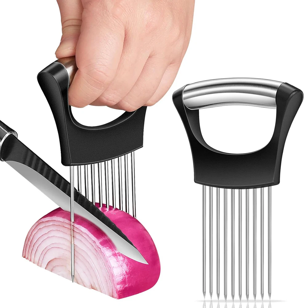 1pc In Acciaio Inox Cipolla Affettatrice Titolare Pomodoro Affettatrice Multiuso Tenditori di Carne Gadget Da Cucina Assistente Affettatrice Strumento