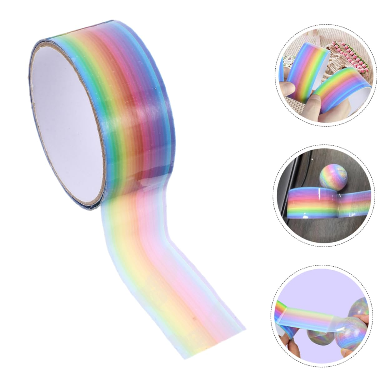 1pcs Rainbow Balls Sticky Balls Rolling Glue Stress Reducing Sticky Tape Relaxing Toys Handmade DIY Making
