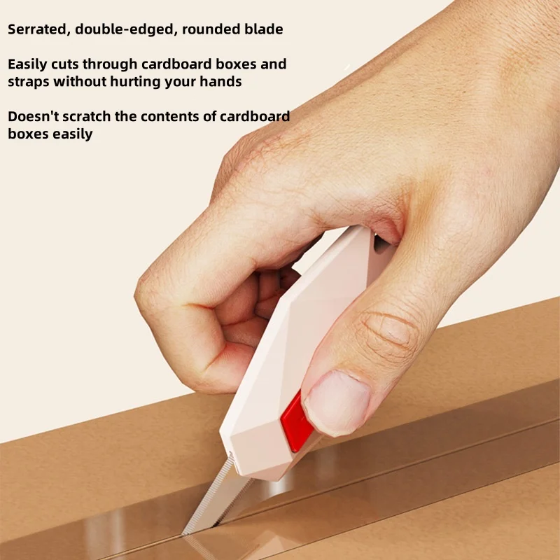 Anti-Stick Magnetic Mini Box Opener - Utility Knife with Safe Round Tip, Diamond Design, Ideal for Parcels and Package Opening