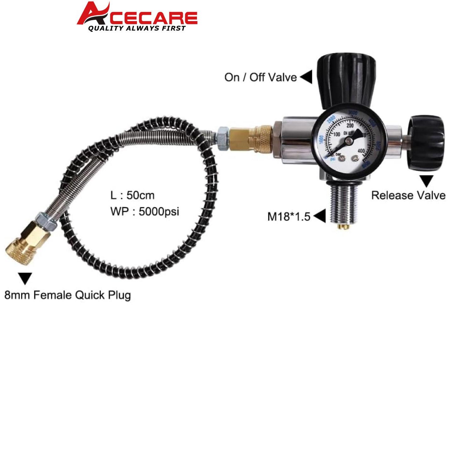 ACECARE 4500Psi 300Bar 3L bombola in fibra di carbonio serbatoio ad alta pressione con stazione di rifornimento stazione di ricarica per immersione HPA M18 * 1.5