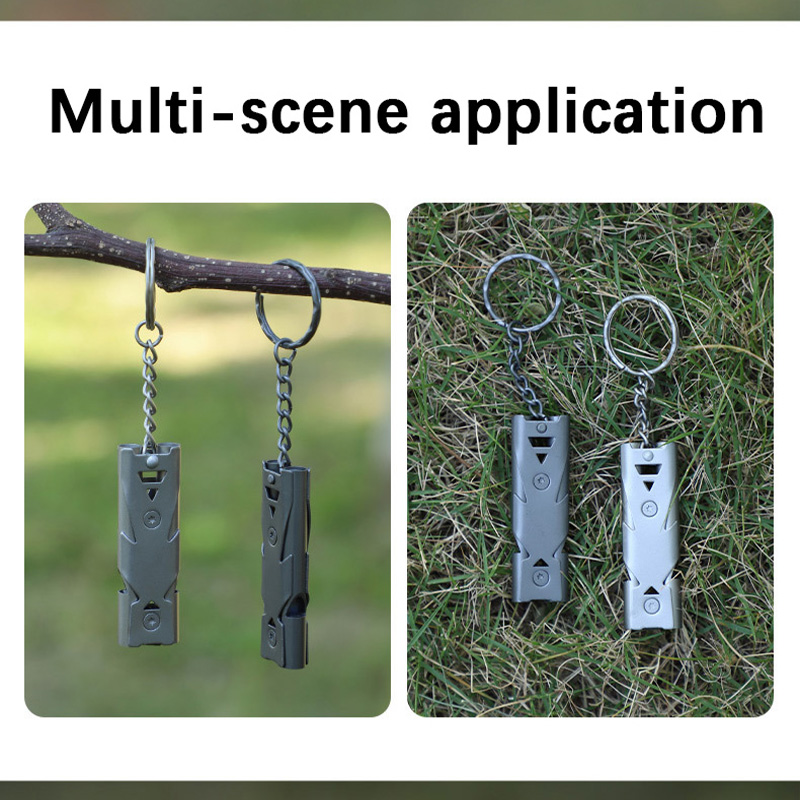 Sifflet de survie Double Tube, sifflet sonore d'éclatement, sifflet SOS d'extérieur en acier inoxydable, sifflet de sauvetage au tremblement de terre à haute fréquence