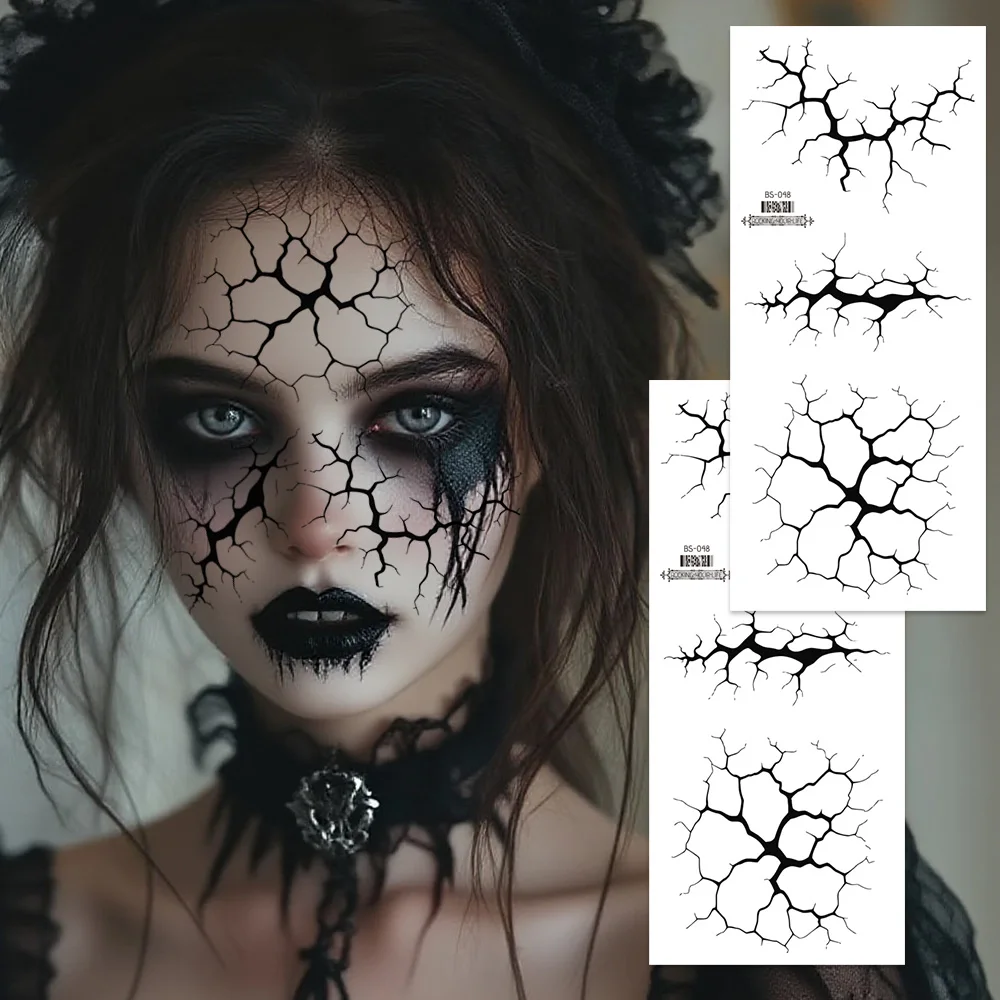 2 Blatt großer temporärer Halloween-Tattoo-Aufkleber mit schwarzem Blitz für Halloween-Make-up – realistisches Ader-Design, Gesichtstattoo, Körper A