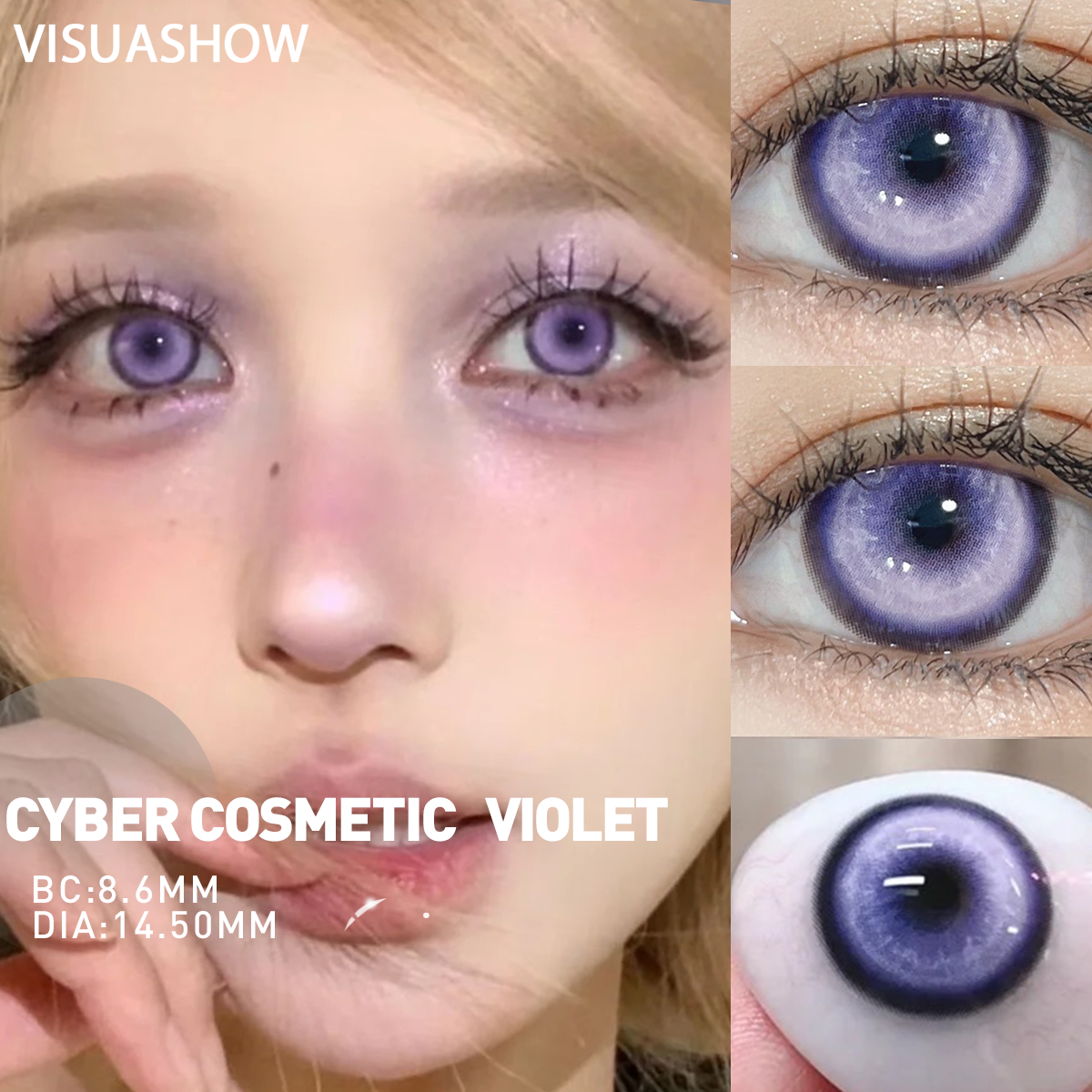 VISUASHOW Nebula Blue Cosplay lentes de contacto de colores 2 uds miopía Halloween Anime Cyber Pink Color contactos con Power Foggy Red
