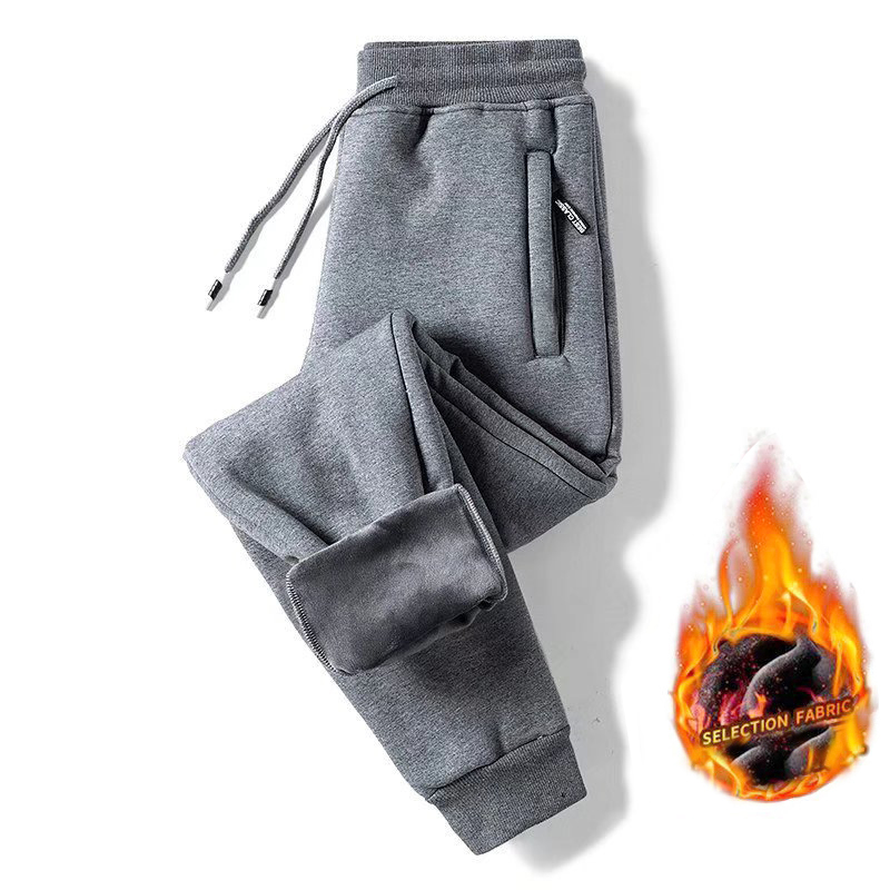 Calça de moletom grossa de pele masculina, calça com cordão, veludo quente, corredores amarrados no tornozelo, inverno