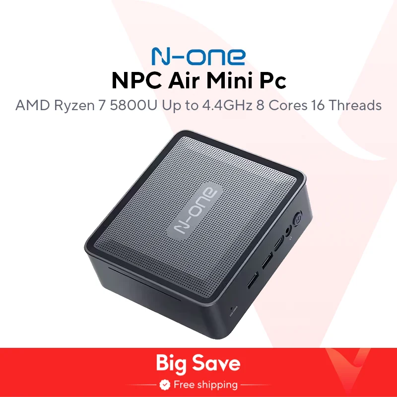 N-one AMD Ryzen 7 5800U Mini PC Air 16 GB DDR4 512 GB SSD Micro Desktop Computer Dual-Band WiFi 6, Bluetooth 5.2 voor thuis/kantoor