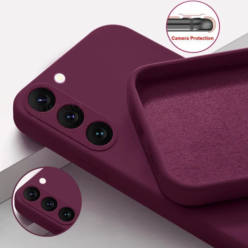 Funda de silicona líquida de lujo para Samsung Galaxy S25 S24 S23 S22 S21 S20 Ultra Plus FE A54 A53 A52 A73 5G 4G, funda suave a prueba de golpes