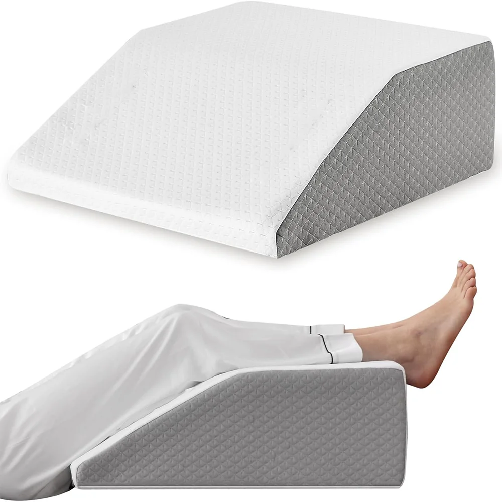 Almohada para piernas, almohada elevadora de piernas de 8 pulgadas para piernas, reposo, dormir, almohada de cuña para piernas para dormir lateral, almohada de cuña para piernas de espuma viscoelástica