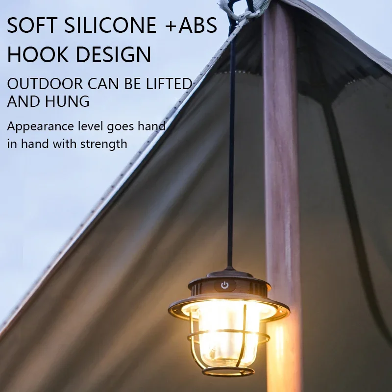 Lanterna da campeggio portatile retrò lampada da tenda a sospensione dimmerabile continua a luce di emergenza impermeabile per escursioni all'aperto