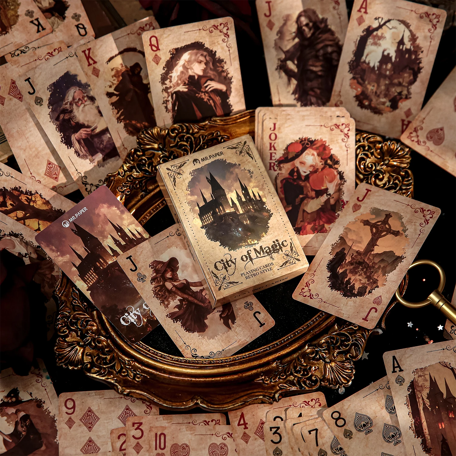 1 stile 55 fogli/scatola serie Magic City carte da gioco creativo per il tempo libero intrattenimento riduzione dello stress rilassamento