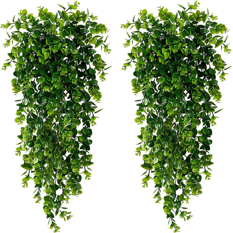 Artificial Hanging Plants Fake Wall Hanging Eucalyptus Plants UV Resistant Plastic Plant Indoor Outdoor Garden Room Decor