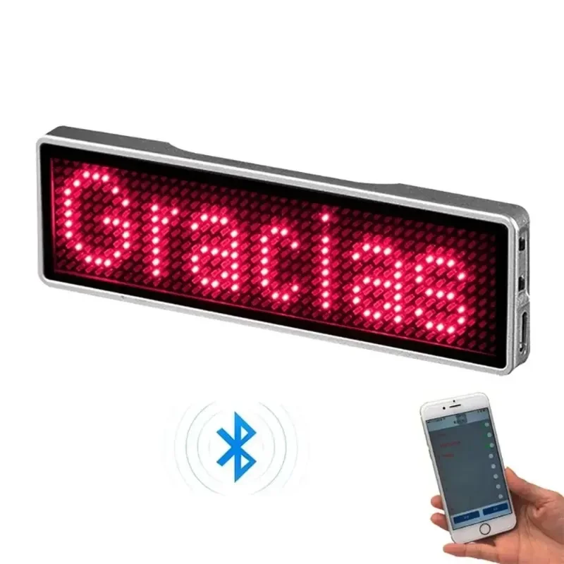 Recarregável bluetooth digital led crachá insígnias diy programável rolagem placa de mensagem mini display led etiqueta nome led