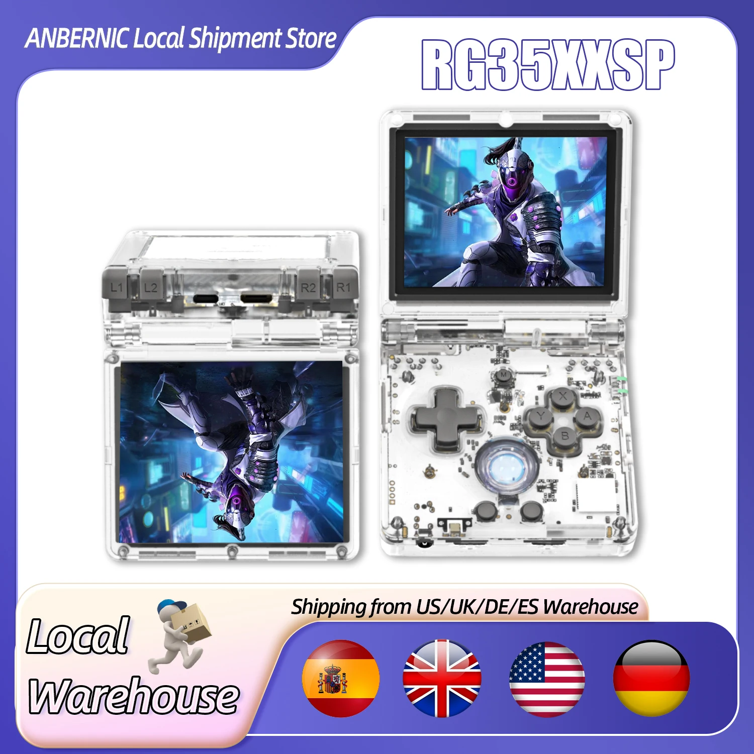 ANBERNIC RG35XXSP Retro Console de jogos portátil Tela IPS de 3,5 polegadas Bateria de 3300mAh suporta saída HDMI-TV e jogo Bluetooth 4.2 5K