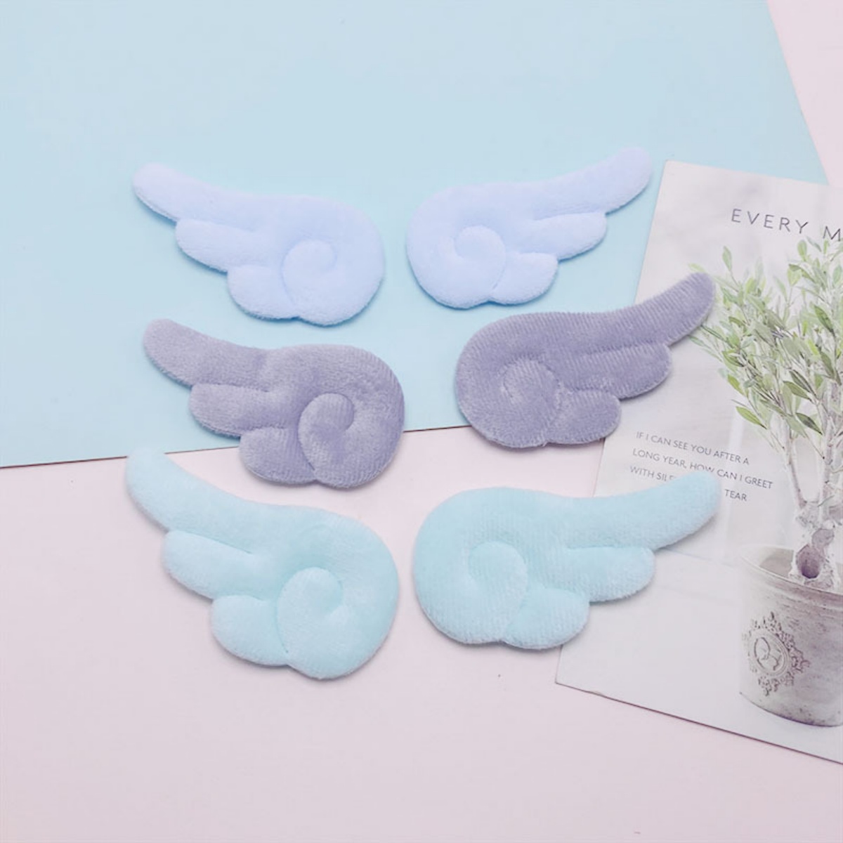 2Pcs  double-sided plush angel wings diy accessories cake card cap socks clothing toy decoration materials