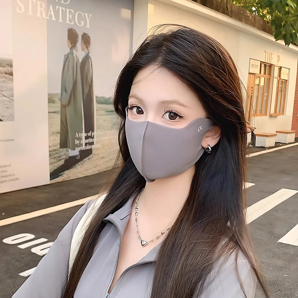 ฤดูร้อนหน้ากากป้องกันรังสียูวีผู้หญิง Cooling ICE Silk Breathable บางที่มองไม่เห็น Face COVER ครีมกันแดด Anti-UV แฟชั่นเกียร์กลางแจ้ง