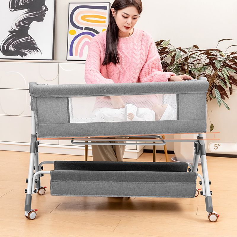Cama de bebé, cama para recién nacido, cama grande empalmada, cuna para bebé bb, cuna, cama móvil multifunción plegable