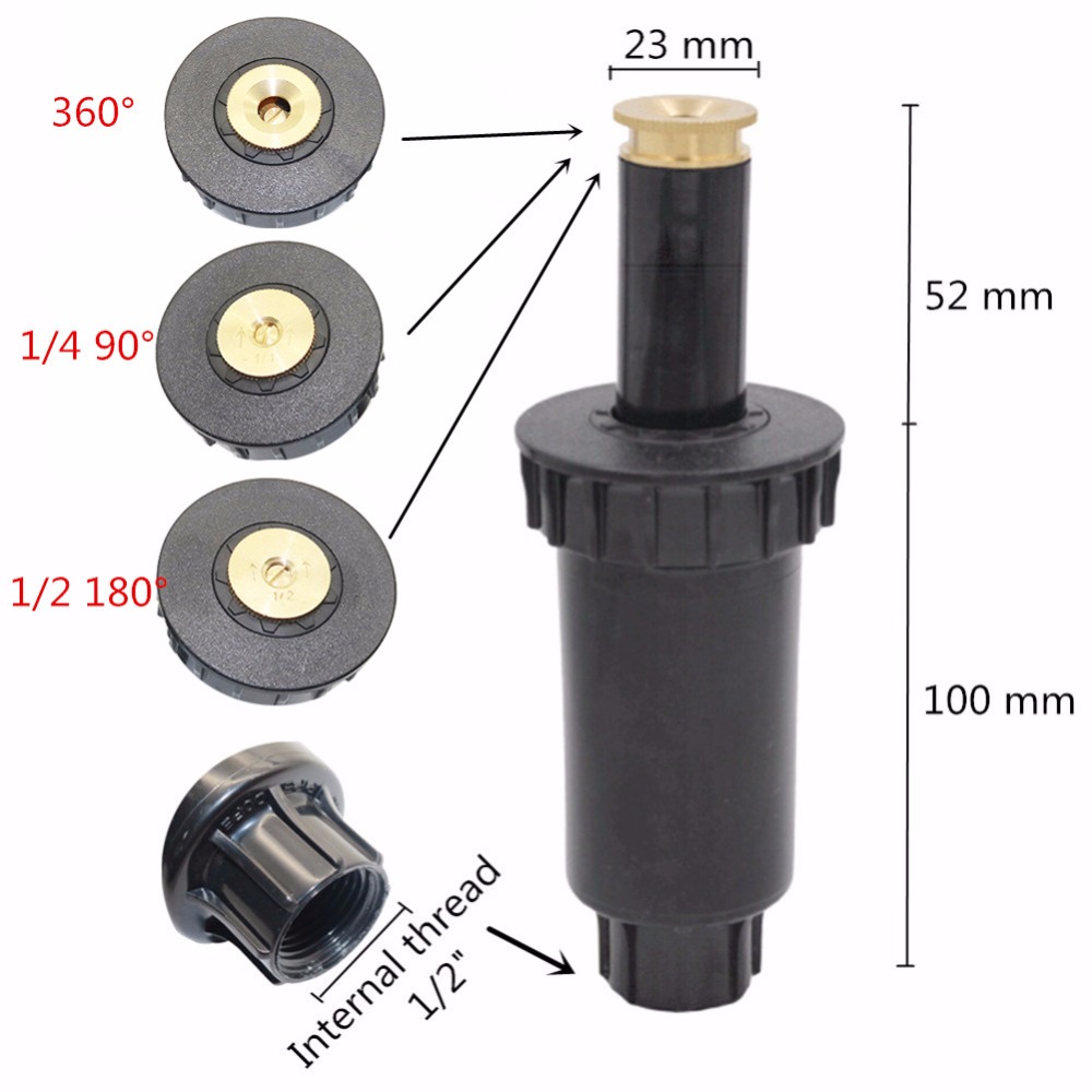 1/2 Inch Popup Vòi Phun 90/180/360 Độ Tự Động Kéo Dài Bằng Đồng Nguyên Chất Bãi Cỏ Chôn Cất Đầu Tưới Vườn Waterting dụng cụ