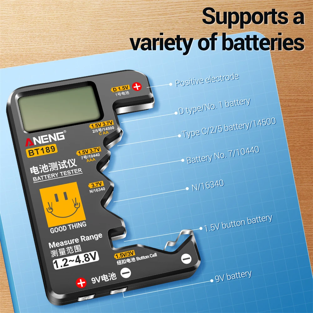 Probador de batería ultrapequeño 9V AA AAA pila de botón Universal hogar LCD pantalla Digital probador de batería herramienta Detector de banco de energía