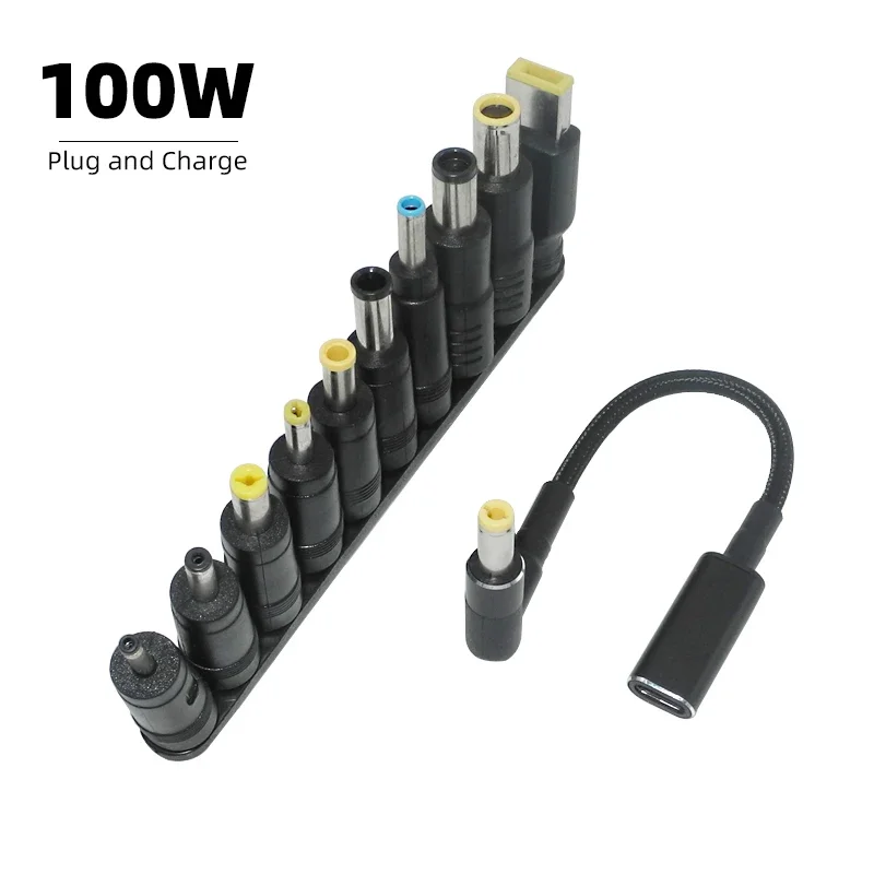 100w tipo c para adaptador universal para notebook conector dc jack usb c cabo de carregamento para laptop carregador de laptop 10 peças conector