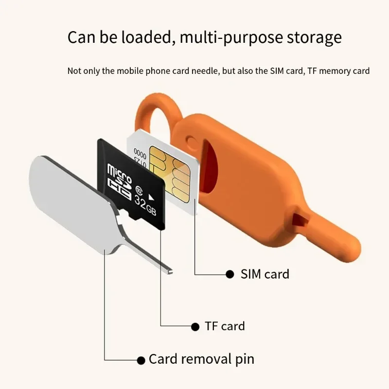 5/1PCS SIM Card Removal Needle Pin & Anti-lost Tray Charm Keychain Split Rings Phone SIM Card Storage Case Ejecter Tool Needles