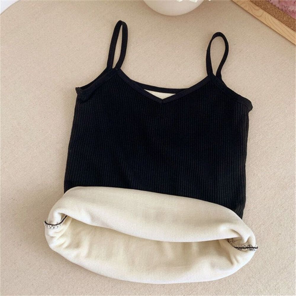 Addensare top termici Sexy senza maniche in tinta unita serbatoi da donna Slim canottiera calda autunno inverno