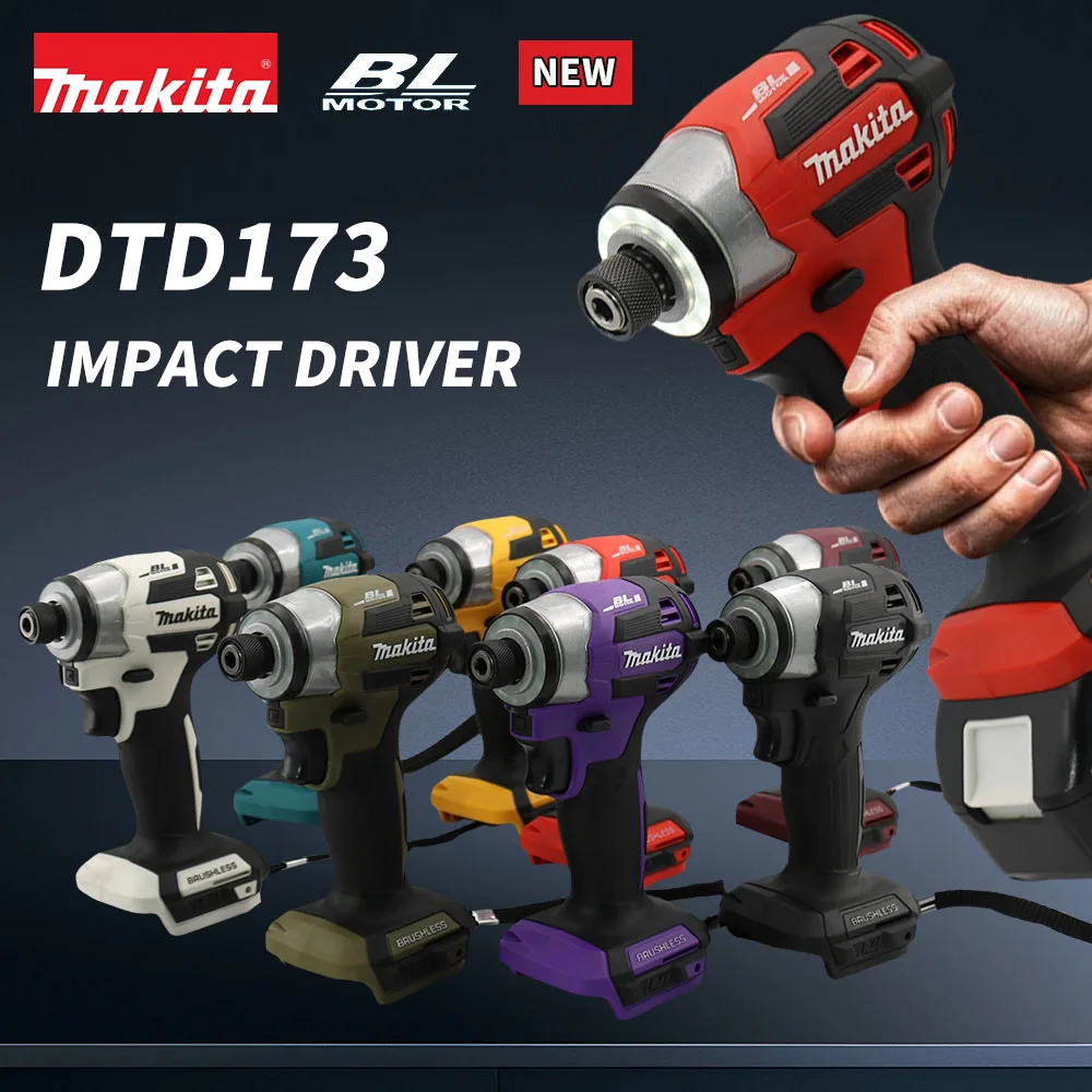 ใหม่ Makita DTD173 18V ไดร์เวอร์กระแทกไร้สาย 180 N.M สว่านไขควงไฟฟ้าแบบไม่มีแปรง LED Light Multi-Function ในครัวเรือน To