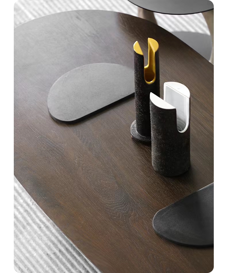 Muebles de estilo europeo de roble natural, mesa de sala de estar de madera, mesa final geométrica, mesa de centro minimalista