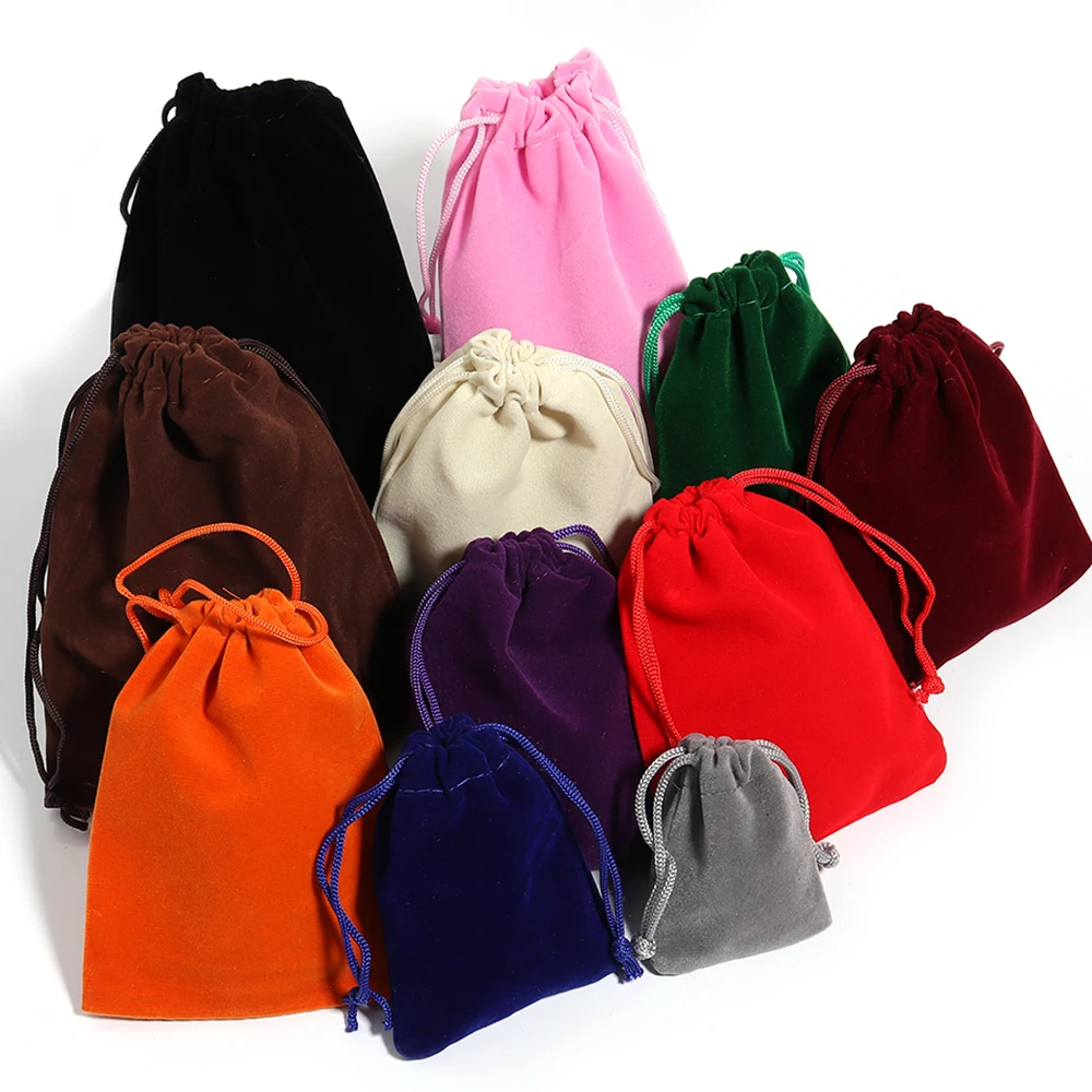5-10 teile/los Farbe Samt Kordelzug Tasche Multi-größe Verpackung Beutel für Schmuck Süßigkeiten Lagerung Display Festival Geschenk verpackung Beutel