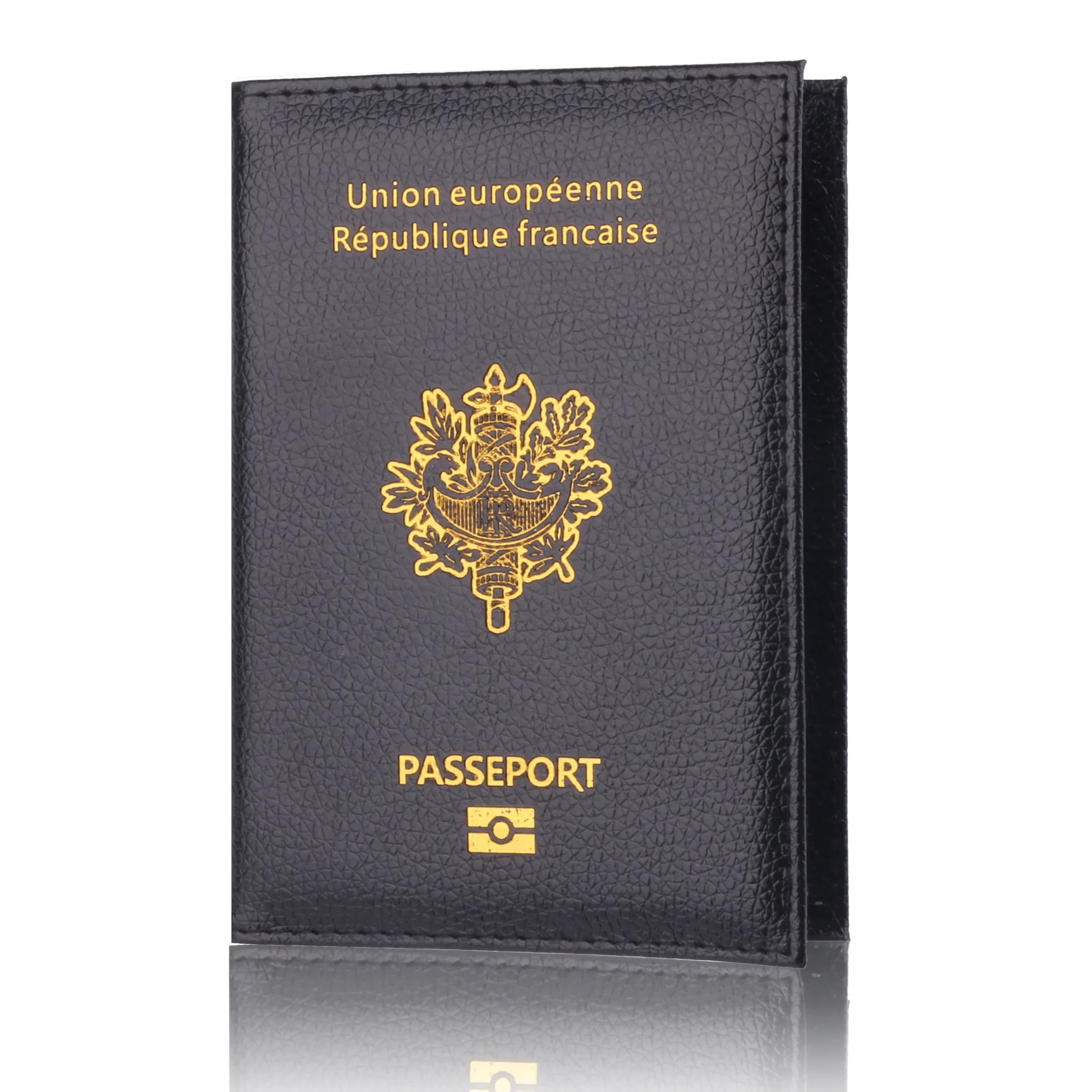 Capa protetora para passaporte pu, de alta qualidade, porta cartão bancário, documento de viagem, moda masculina e feminina, carteira para passaporte francês