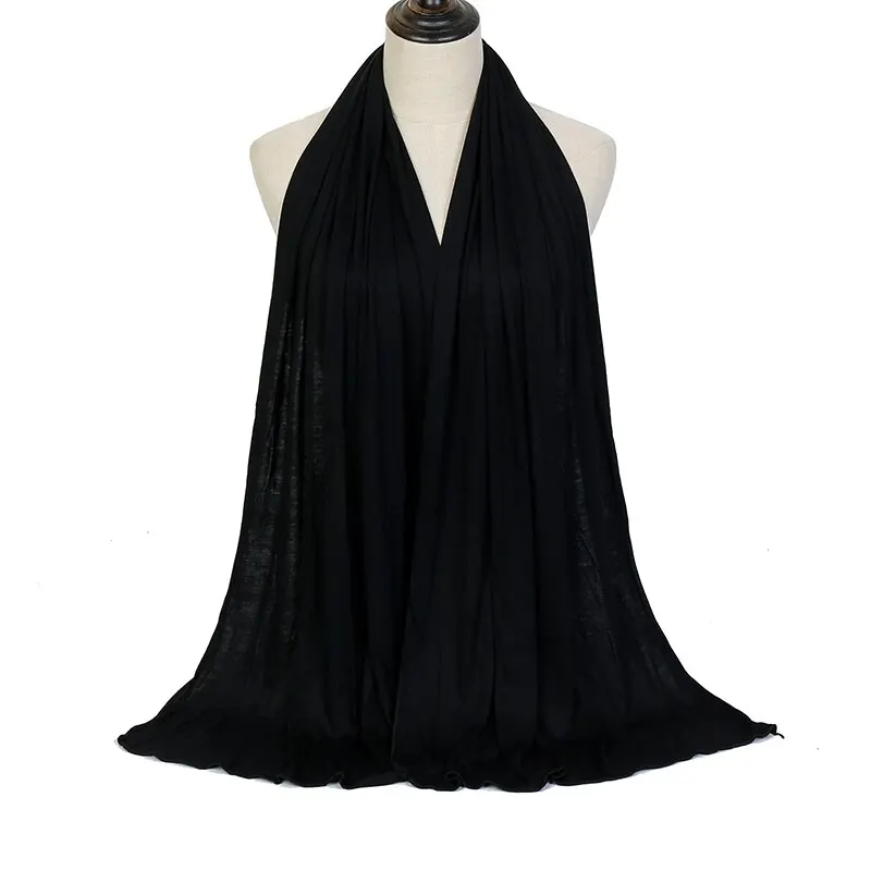 Sciarpa Hijab in Jersey di cotone modale per donna scialle elasticizzato fascia musulmana tinta unita moda marmitta lunga 170*60cm