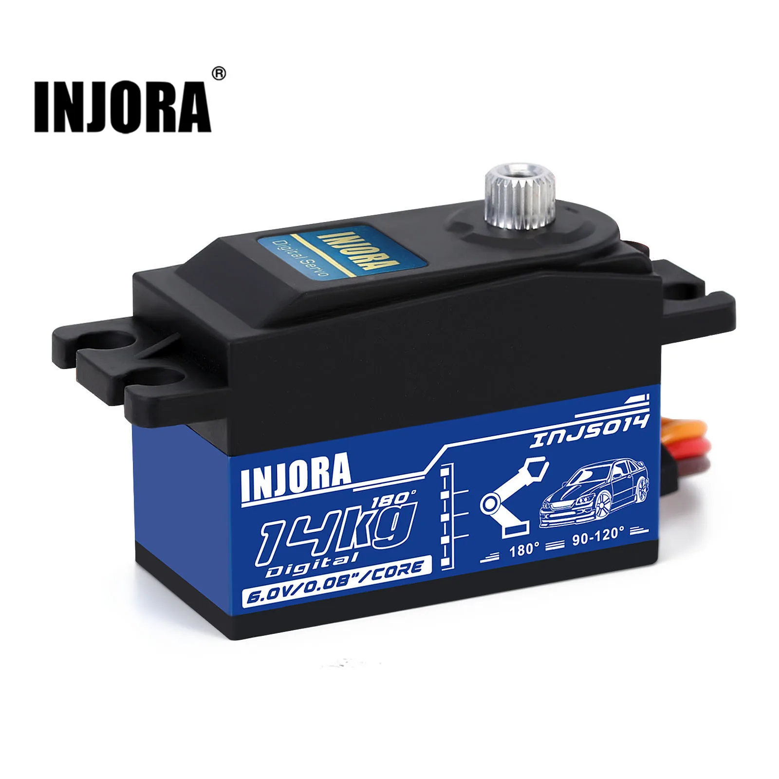 INJS014 14KG Hộp Số Kim Loại Kỹ Thuật Số Core Servo Nét Cho 1/10 RC Trên Đường Đi Lưu Diễn Drift Xe Tamiya kyosho Mô Hình Máy Bay Trực Thăng