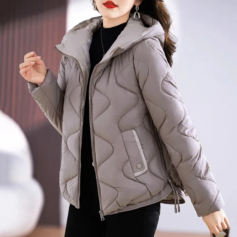 Chaqueta acolchada de algodón con capucha para mujer, abrigo grueso y cálido, Parkas coreanas, prendas de vestir de alta calidad, invierno, novedad de 2024