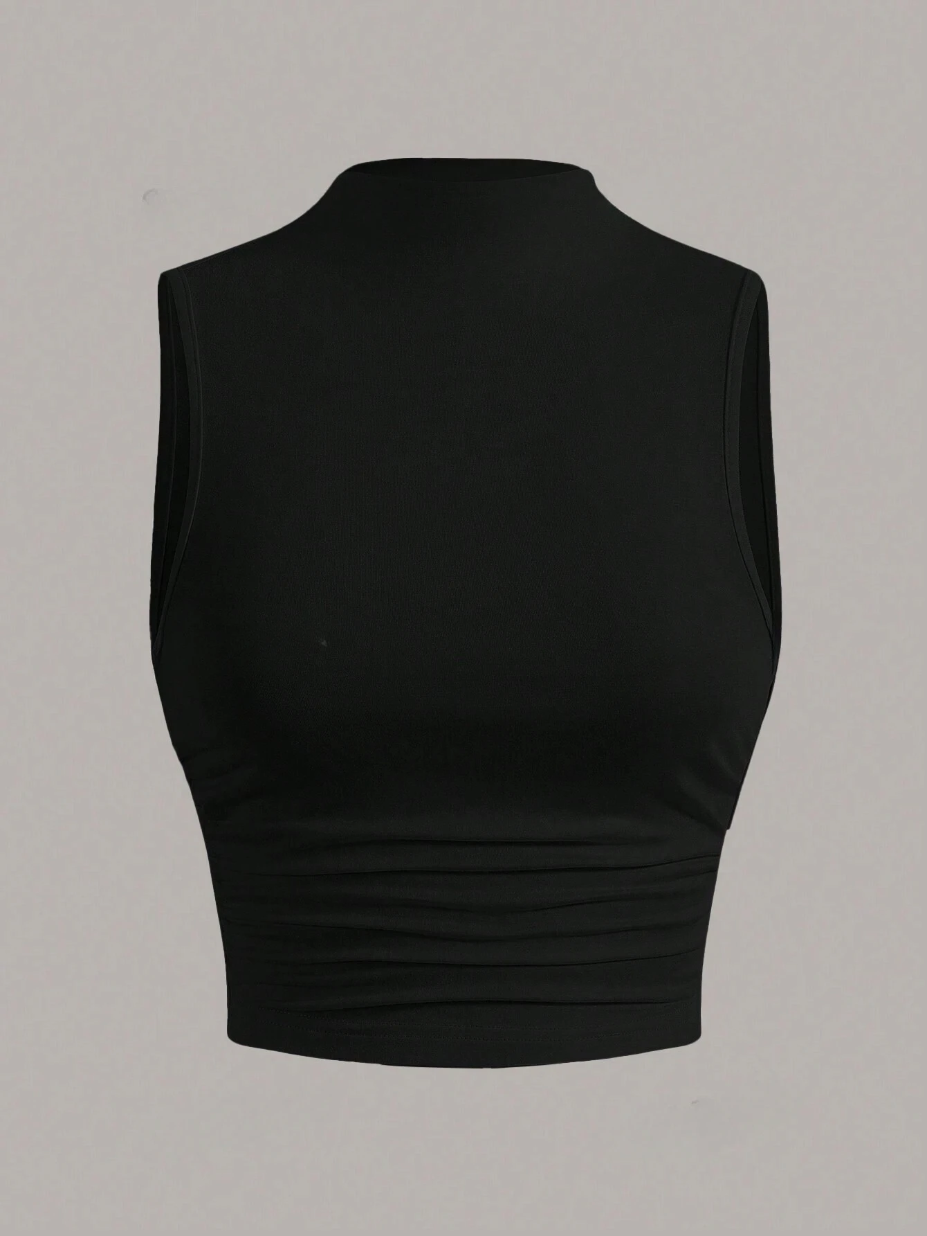 Canotta senza maniche con collo a lupetto casual per donna Canotta estiva sexy tinta unita slim fit colletto alla coreana Crop Top Streetwear Y2K