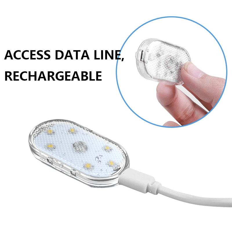 2/4Pcs Samochodowe oświetlenie wnętrza z czujnikiem dotykowym Mini lampka LED do czytania USB Ładowanie Automatyczne oświetlenie drzwi Lampa sufitowa na dach