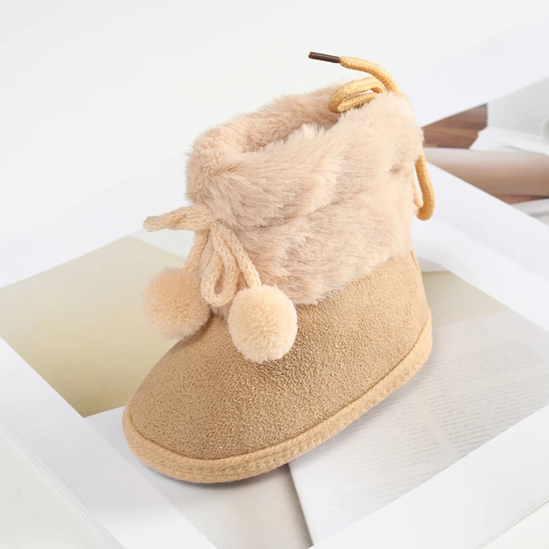 Botas de neve peludas de inverno Baywell – Sapatos de primeiros caminhantes com sola macia para bebês meninas de 0 a 18 meses