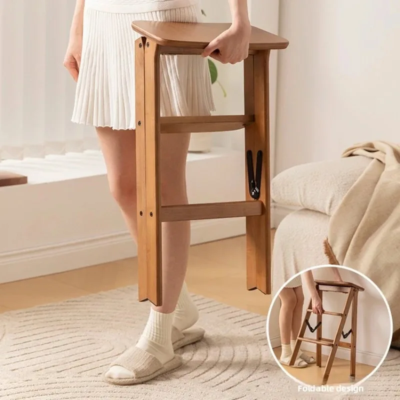 Convertible Folding Step Stool and Ladder,Sturdy Kitchen Bar Height Stool,Non-Slip Portable Stepladder for Storage and Cleaning