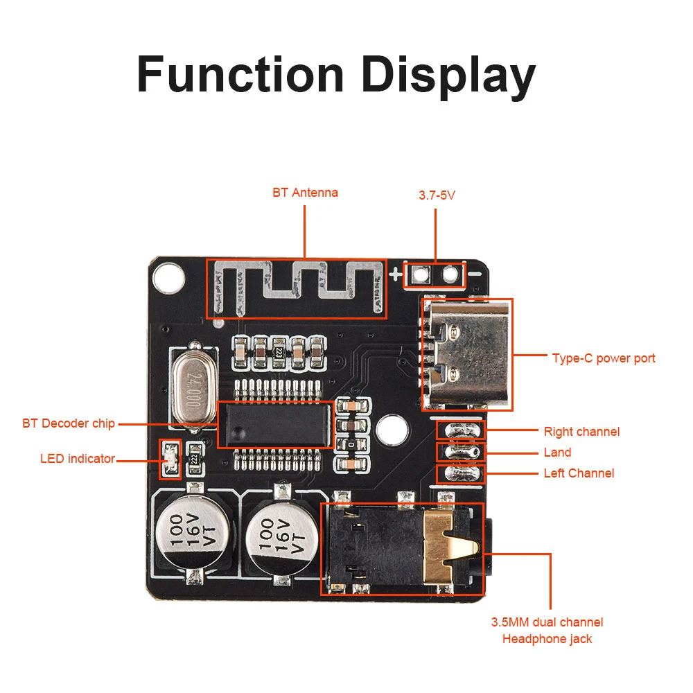 VHM-314 MP3 Bluetooth 5.0 decoder board BT Audio Receiving lossless car speaker modified Module
