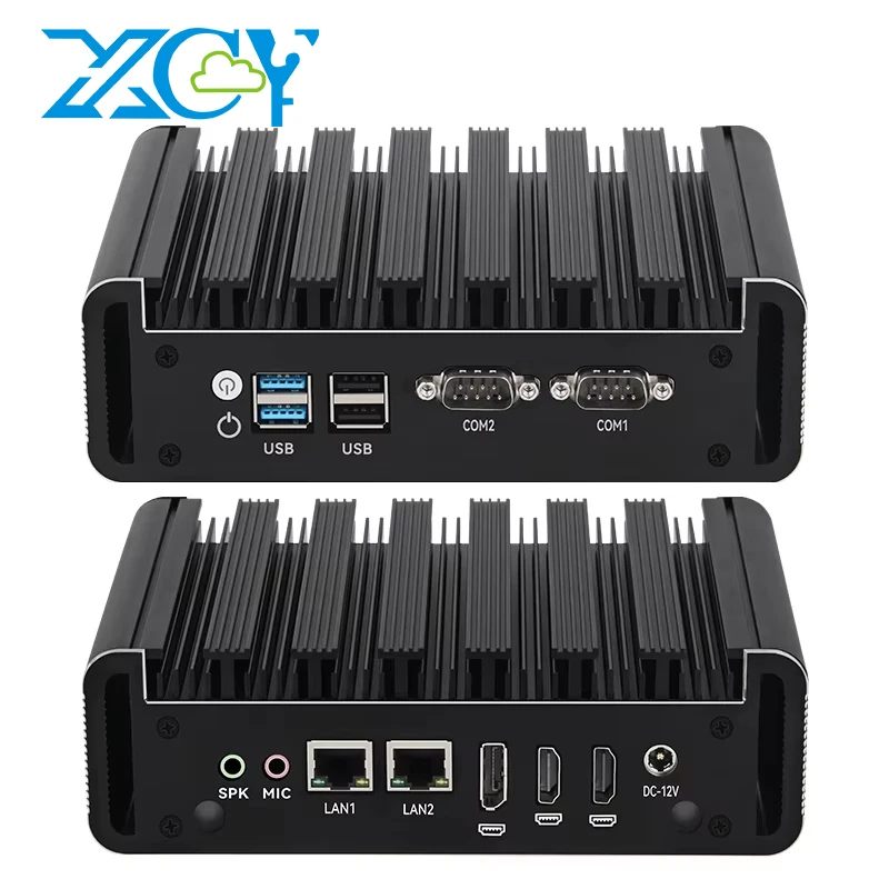 Безвентиляторный мини-промышленный ПК Intel N100 2x Ethernet 2x COM DB9 RS232 2x HDMI2.0 1*DP 4*USB WiFi Windows10/11 Linux