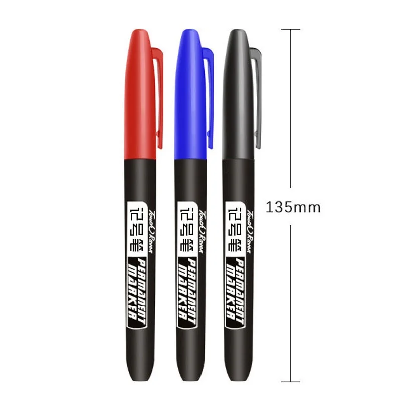 6 unids/set rotulador permanente punta fina 1,5mm punta de fibra negro azul rojo tinta impermeable bolígrafos de Color papelería suministros escolares
