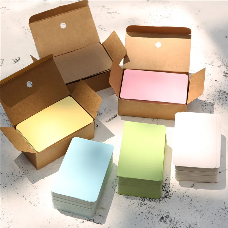 100Pcs/box Kraft Paper Card Color Blank Business Card Message Thank You Card Writing Card Label Bookmark Learning Card Supplies