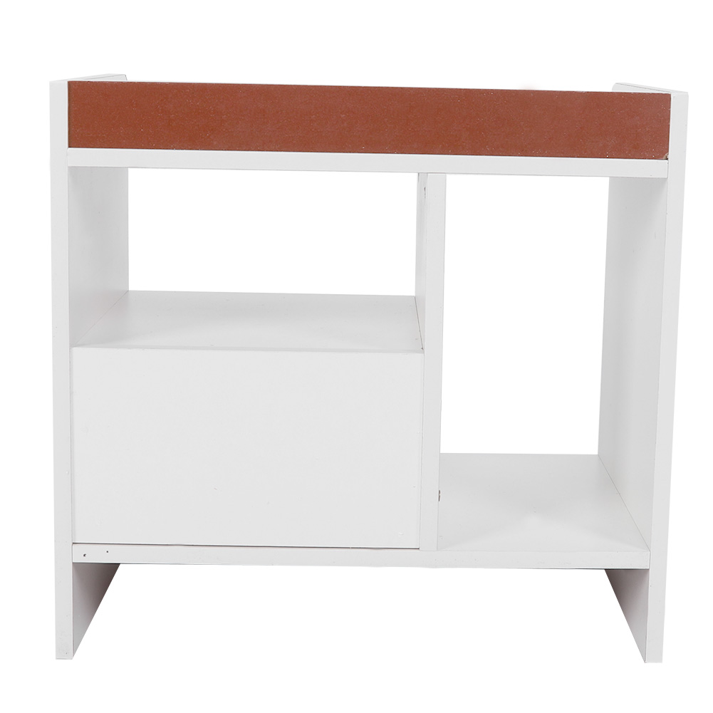 Bedroom Bedside Table Night Stand Cabinet with Drawer Home Storage Organizer (White)