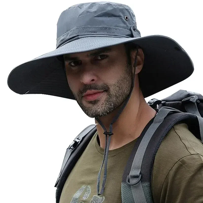 Nuova protezione solare Cappello da pesca Estate Mesh traspirante Cappellini da campeggio Escursionismo Cappello da sole anti-UV Cappellini da alpinismo Cappello Panama da uomo