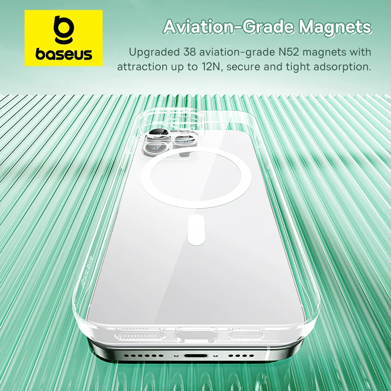 Baseus 磁気電話ケース iPhone 15 14 13 12 11 Pro Max ワイヤレス充電カバー iPhone 15 14 Pro Max マグネットクリアケース