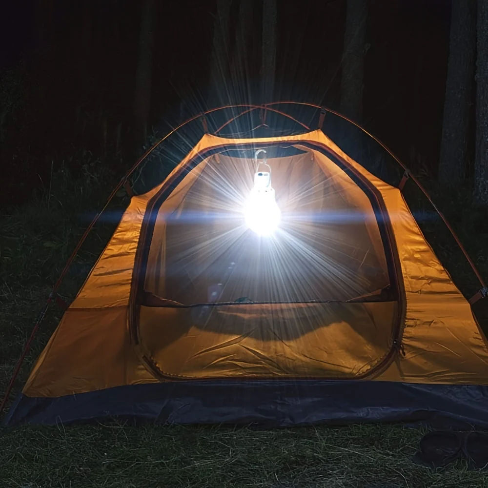 1PC ソーラー LED ライト屋外緊急電球ソーラーパネル充電式電球ぶら下げ庭ガーデンライトキャンプランプ
