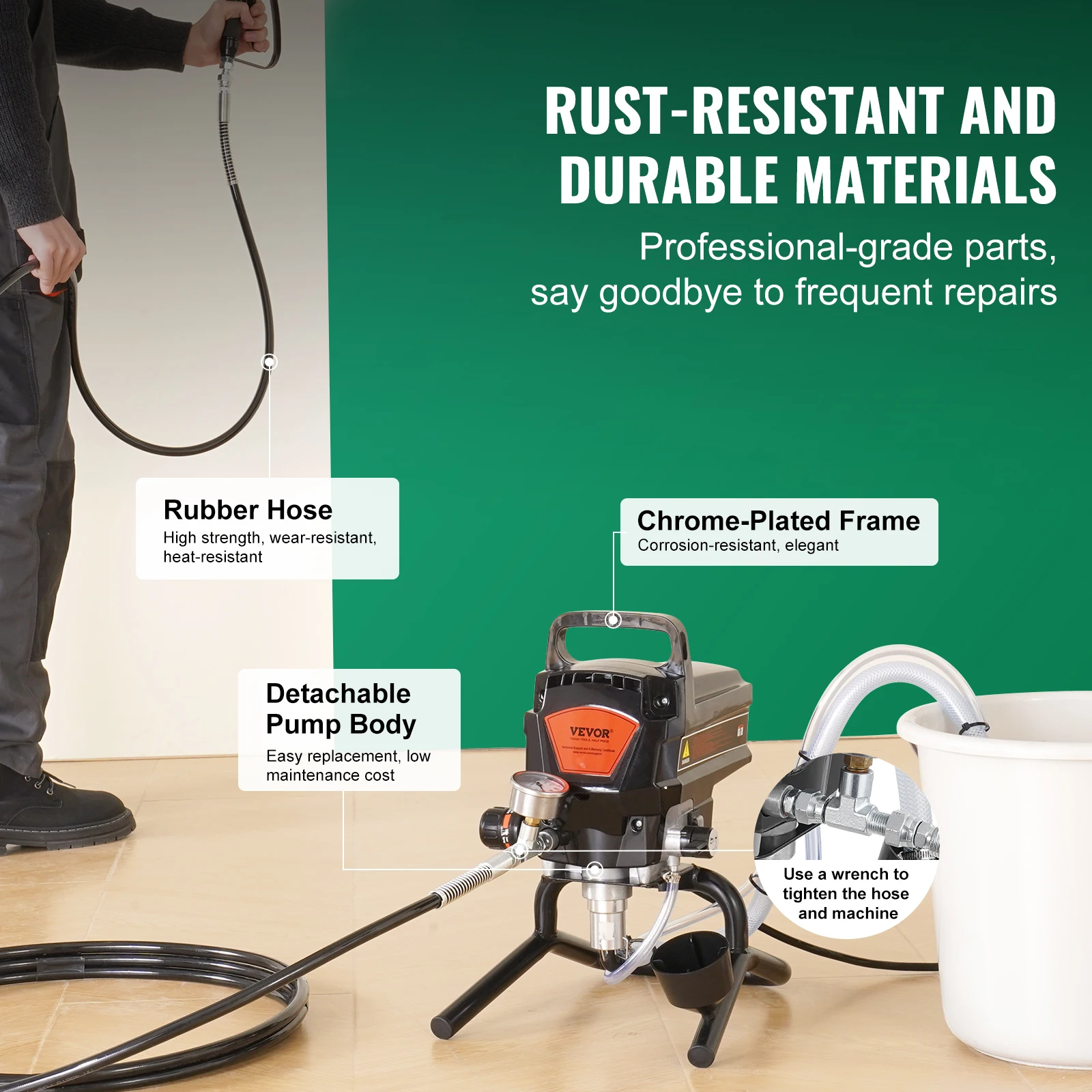 SucceBuy 750W 950W Pulverizador de tinta mal ventilado 3000PSI Pulverizador elétrico mal ventilado de alta eficiência Pulverizadores de tinta portáteis para interior de casa