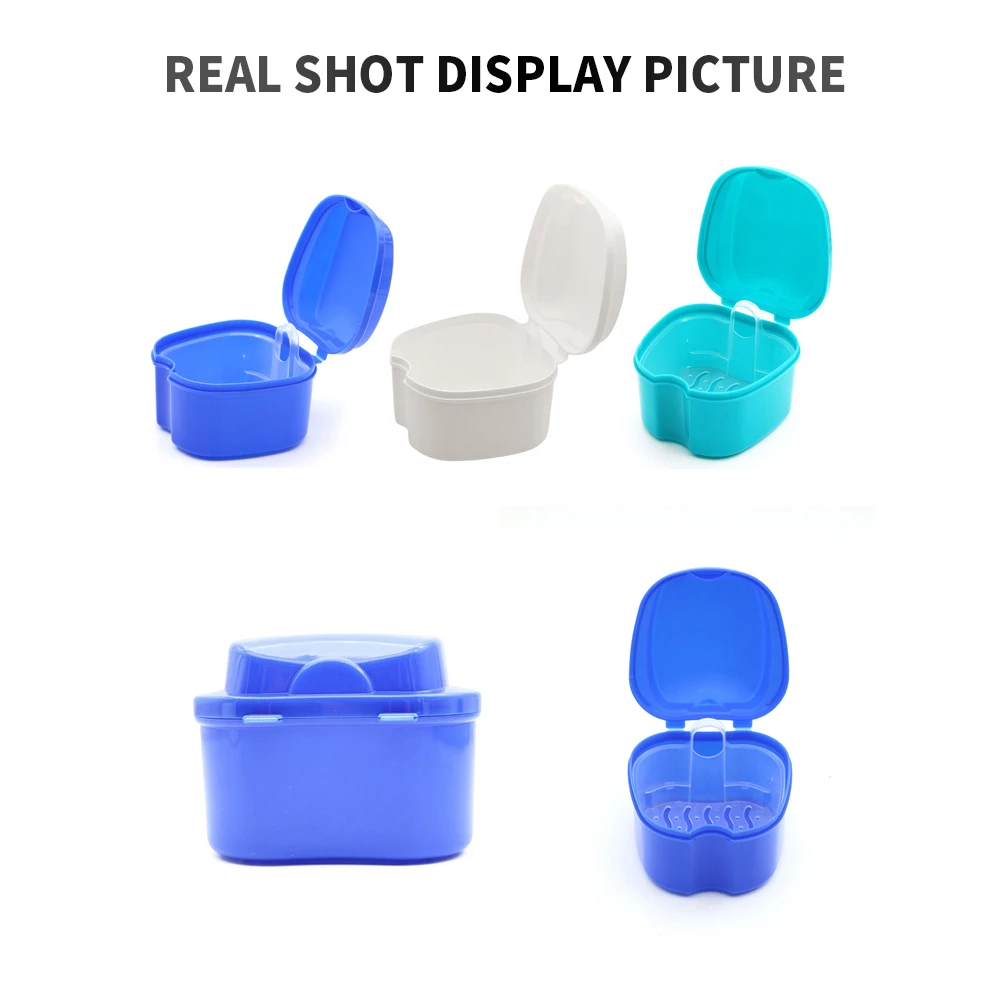 Dental Denture Box With Net Bath Case Container Tips Dentures Artificial False Teeth Storage Boxes Organizer Tooth Box Appliance