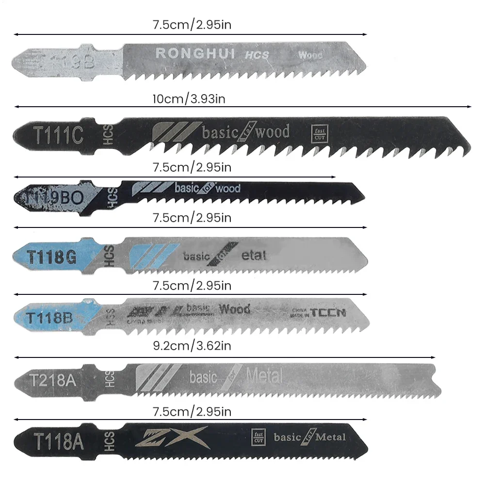 20 ชิ้น/เซ็ตจิ๊กซอว์ใบมีด T-Shaft HCS Assorted JigSaw ใบมีดสําหรับไม้พลาสติกและอลูมิเนียม Fine และ Medium ฟันใบเลื่อย